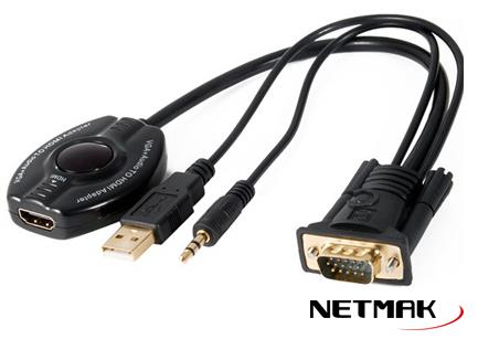 CONVERSOR DE VGA + AUDIO PLUG 3.5MM A HDMI - M A H - NM-C63 - NETMAK